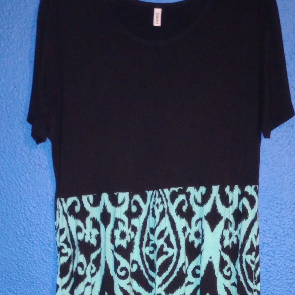 Black and Teal Patterned Dress